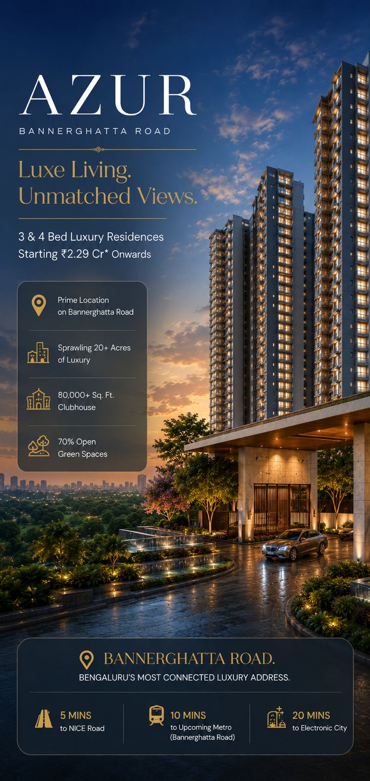 Lodha Azur luxury apartments at Bannerghatta Road, Bengaluru