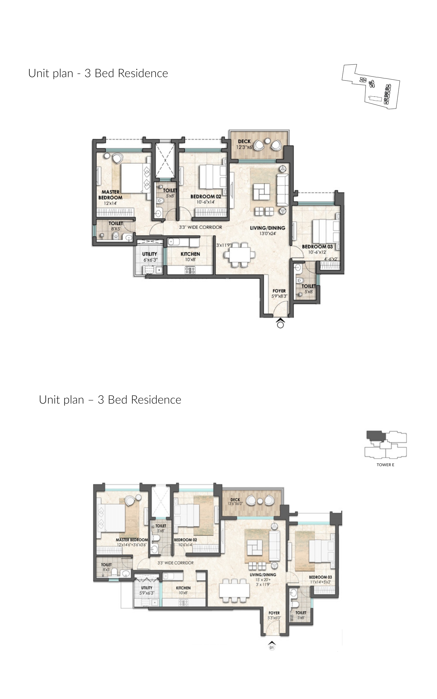 Lodha Azur 3 BHK floor plan